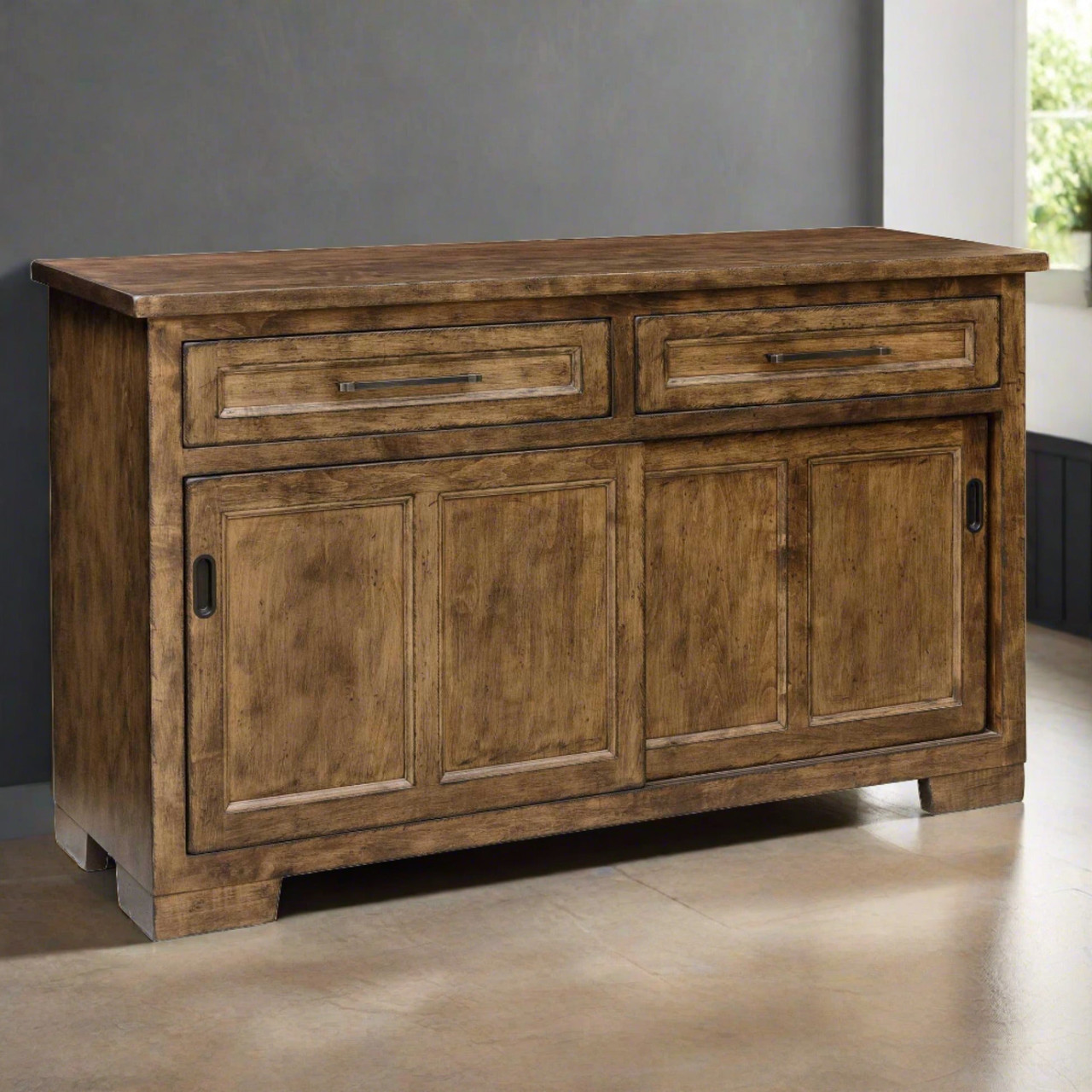 Hudson Amish Solid Wood Sliding Door Buffet — actual product photograph