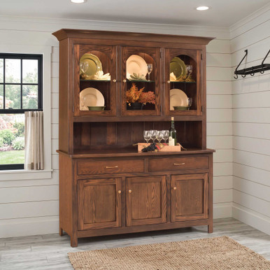 Georgetown 3-Door Dining Hutch | Handmade Amish Solid Wood Furniture with Heirloom Quality Craftsmanship, Made in USA
