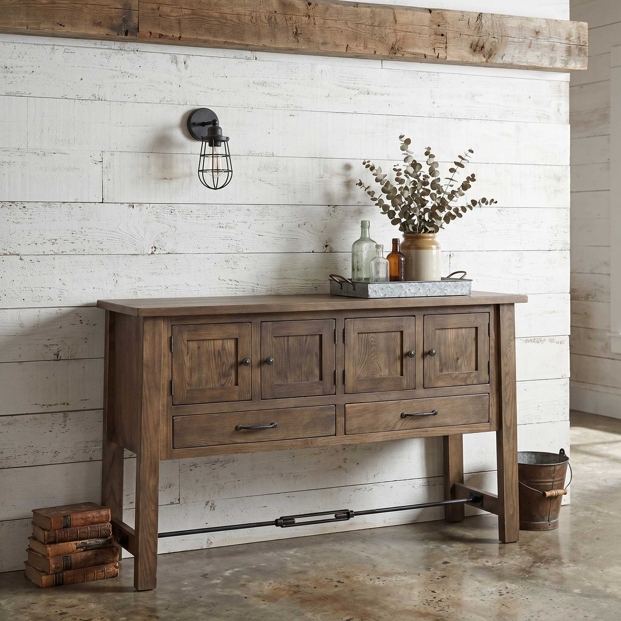 Ouray Amish Solid Wood Iron Buckle 4-Door Sideboard — actual product photograph
