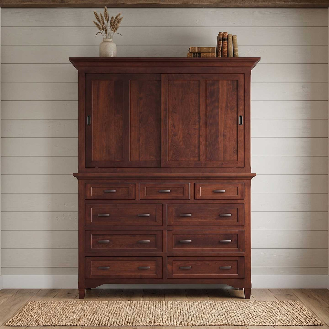 Amish Lexington Mule Chest with Sliding Doors — actual product photograph