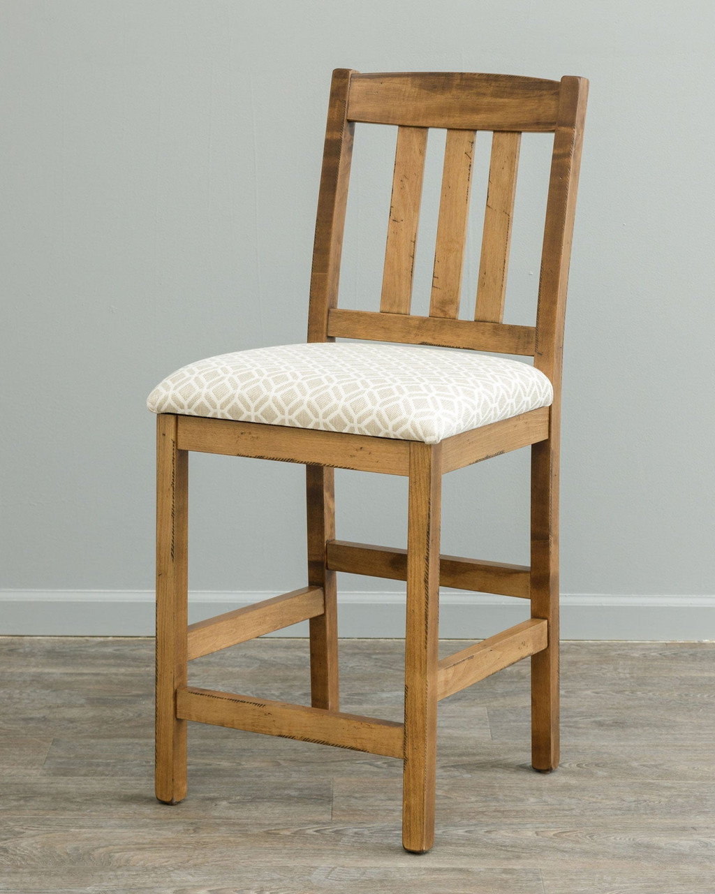Amish Ancient Mission Rustic Bar Height Chair — actual product photograph