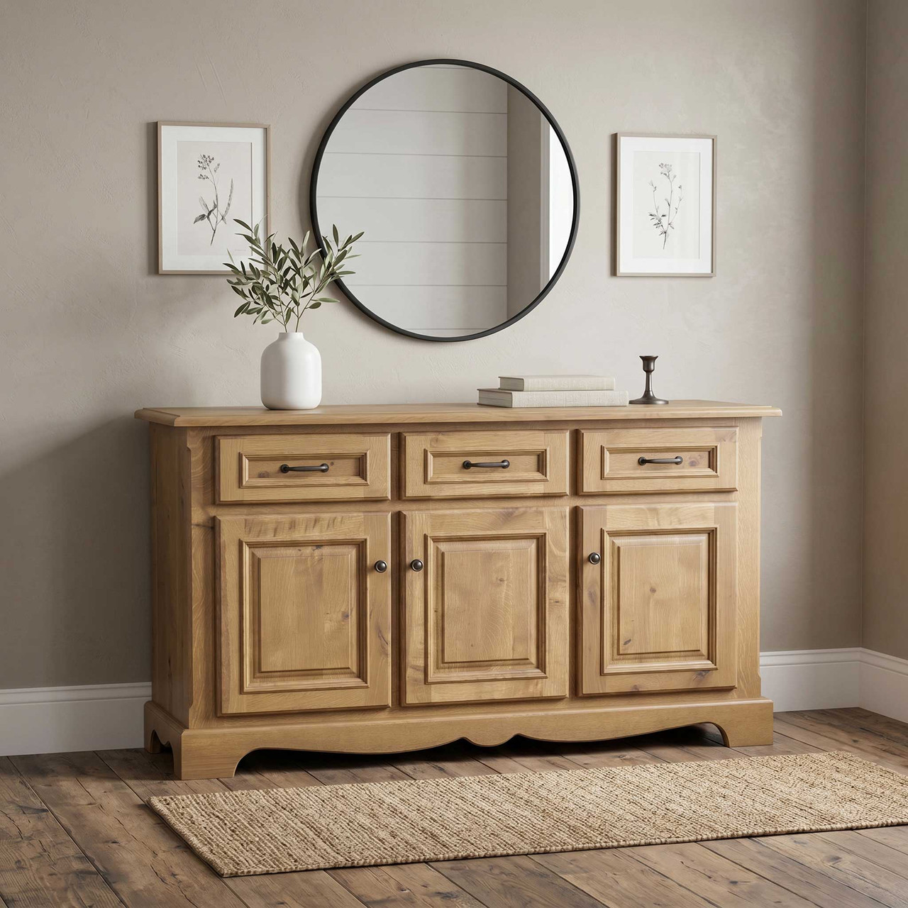 Amish Jasper 3-Door Solid Wood Dining Buffet — actual product photograph
