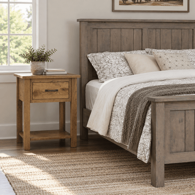 Heirloom Mission Open Table Nightstand | Handmade Amish Solid Wood Furniture with Heirloom Quality Craftsmanship, Made in USA