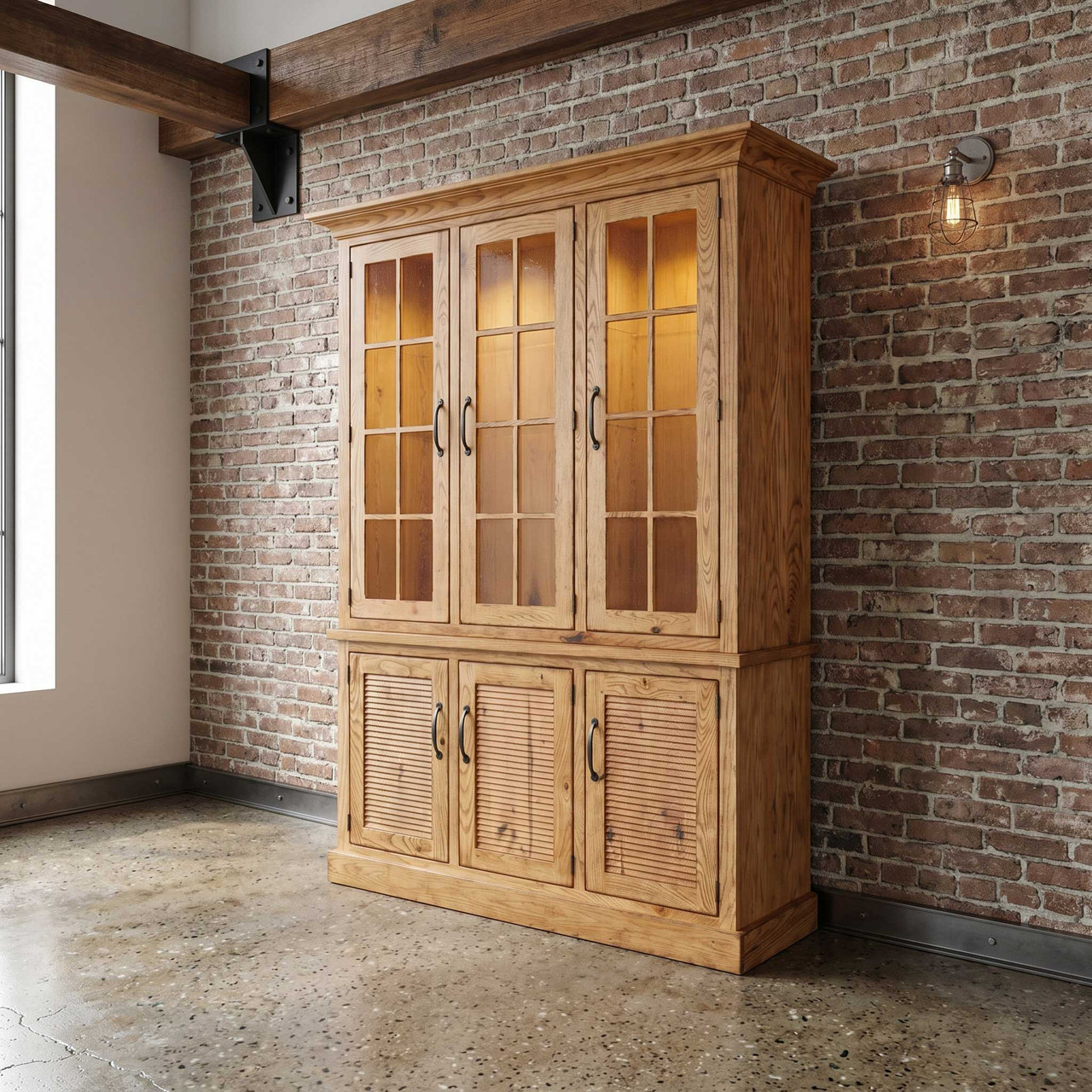 Baldwin Amish Solid Wood 3-Door Hutch — actual product photograph