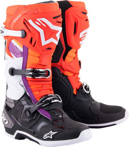 Alpinestars Tech 10 Boots Black / Fluo Red / Fluo Orange / White