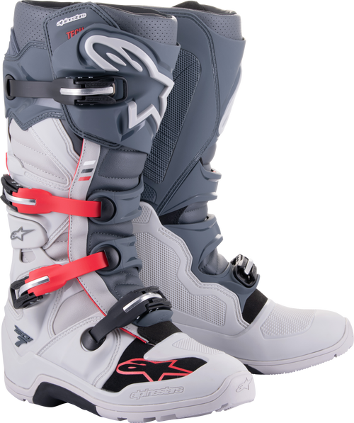 Alpinestars Tech 7 Enduro Boots Light Grey / Dark Grey / Bright Red