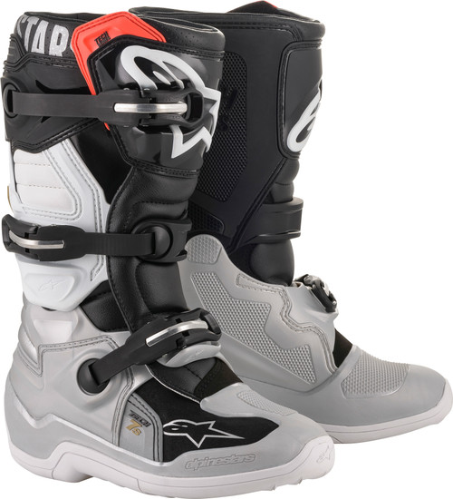 Alpinestars Youth Tech 7S Boots Black / Silver / White / Gold