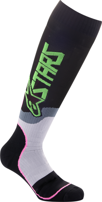 Alpinestars MX Plus 2 Socks Black / Green Neon / Pink Fluo
