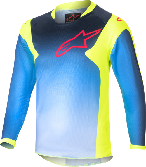 Alpinestars Kids Racer Jersey Yellow Fluo / Blue / Night Navy