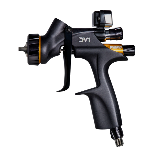 DeVilbiss DV1 Clearcoat Spray Gun Kit 704521 — 1.2, 1.3 & 1.4mm Tips, DV1-C1+ & C2+ HVLP Air Caps, Digital Gauge | CET
