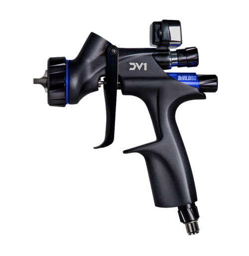 DeVilbiss DV1 Basecoat Waterborne Spray Gun Kit 704528 — 1.4mm Tip, DV1-1+A HVLP Air Cap, Digital Gauge | CET