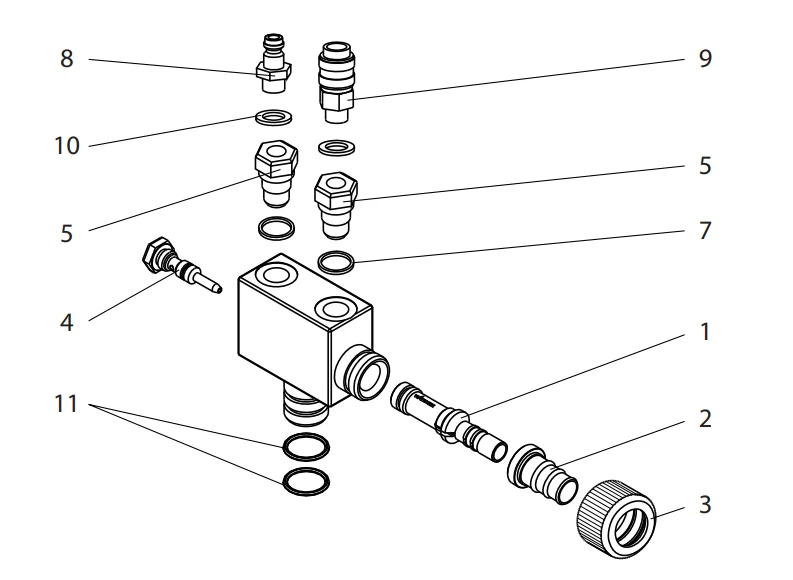 Wagner PI-F1 powder injector exploded diagram
