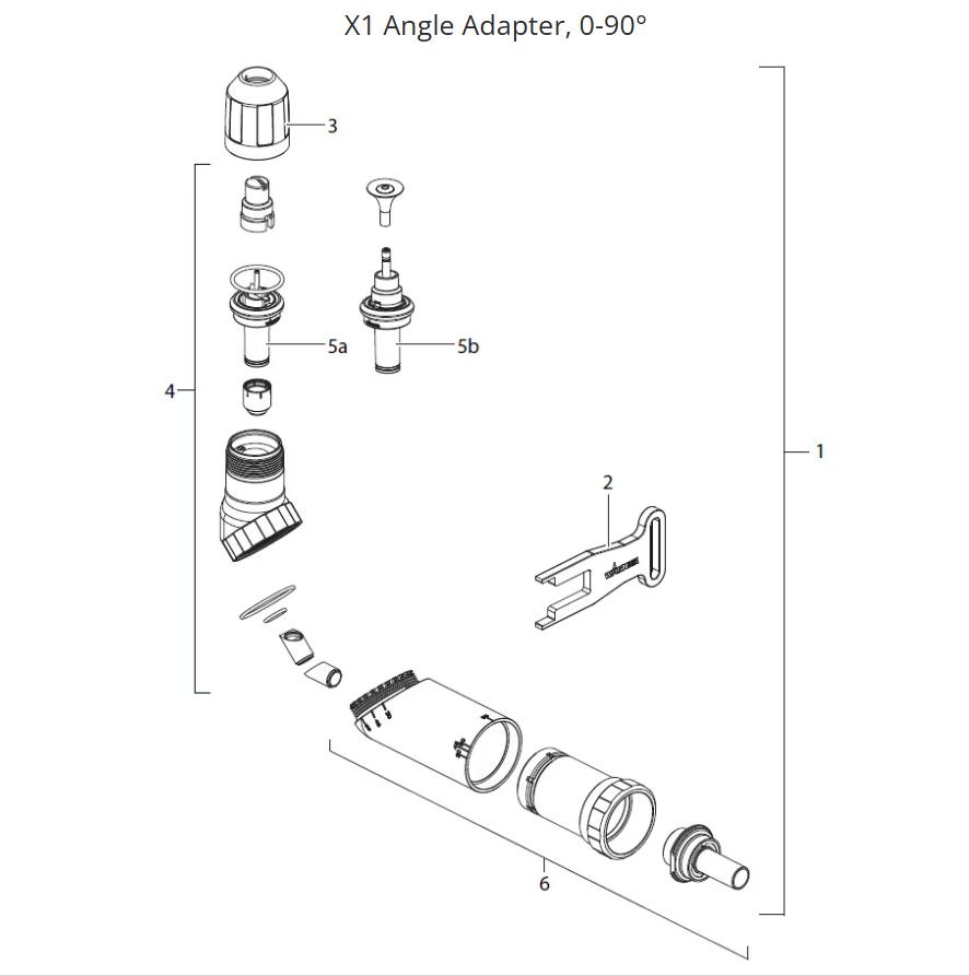Wagner PEA-X1 angle adapter 0-90 degree exploded diagram