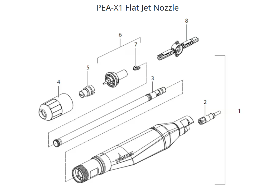 Wagner PEA-X1 flat jet nozzle assembly breakdown