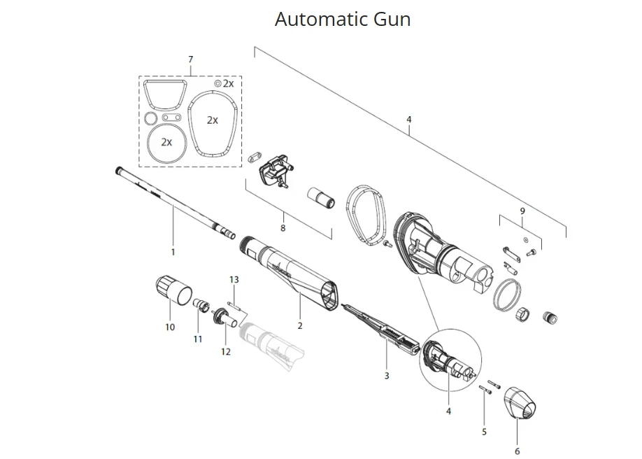 Wagner PEA-X1 automatic gun main body exploded diagram