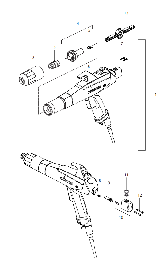 Wagner PEM-X1 CG cup gun exploded parts diagram
