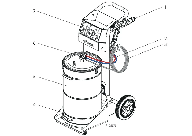 Wagner SPRINT 2 H hopper feed system exploded diagram