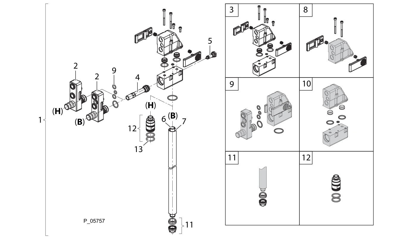 Wagner SPRINT 2 Quick-Link powder injector exploded diagram