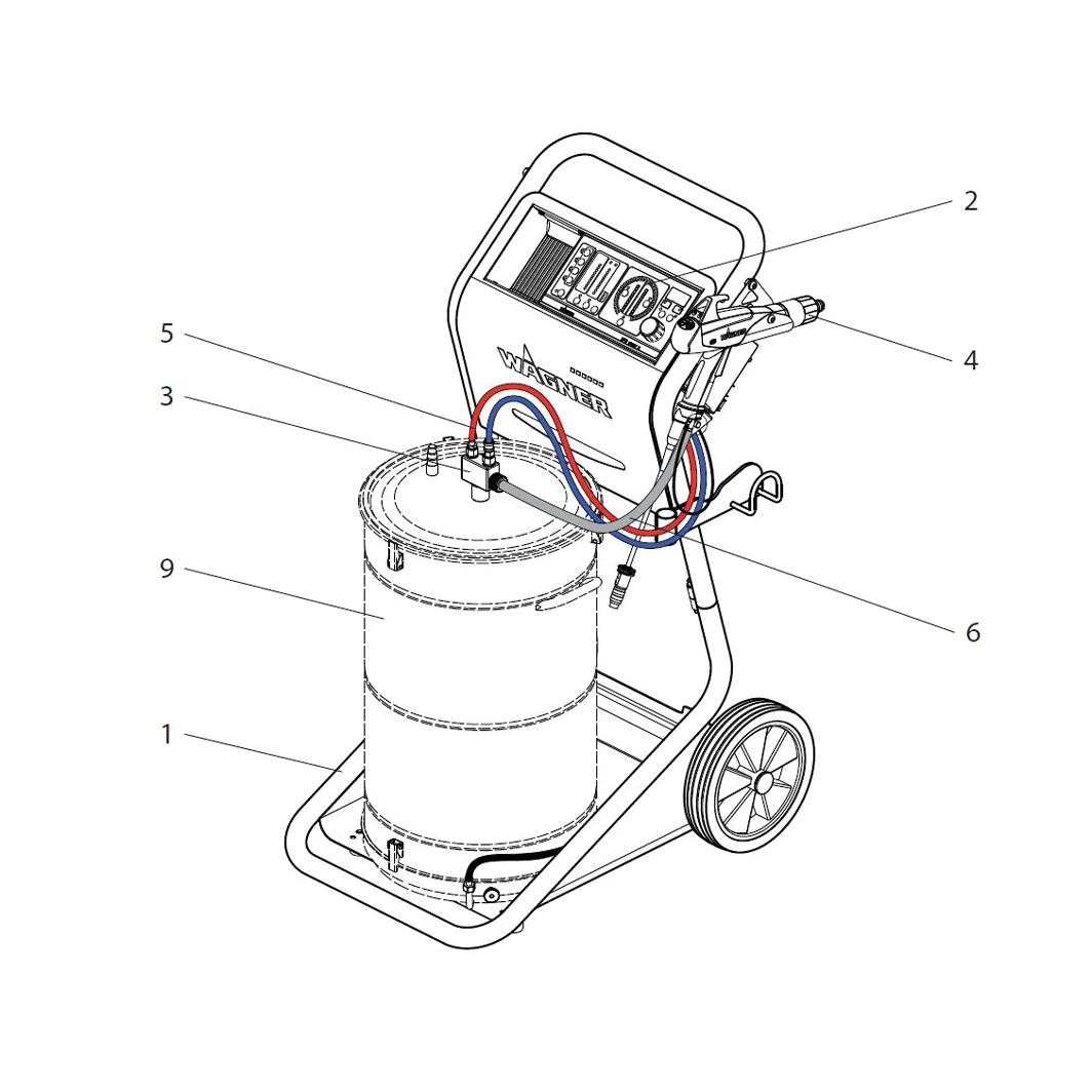 Wagner SPRINT XE 60L hopper feed system exploded diagram