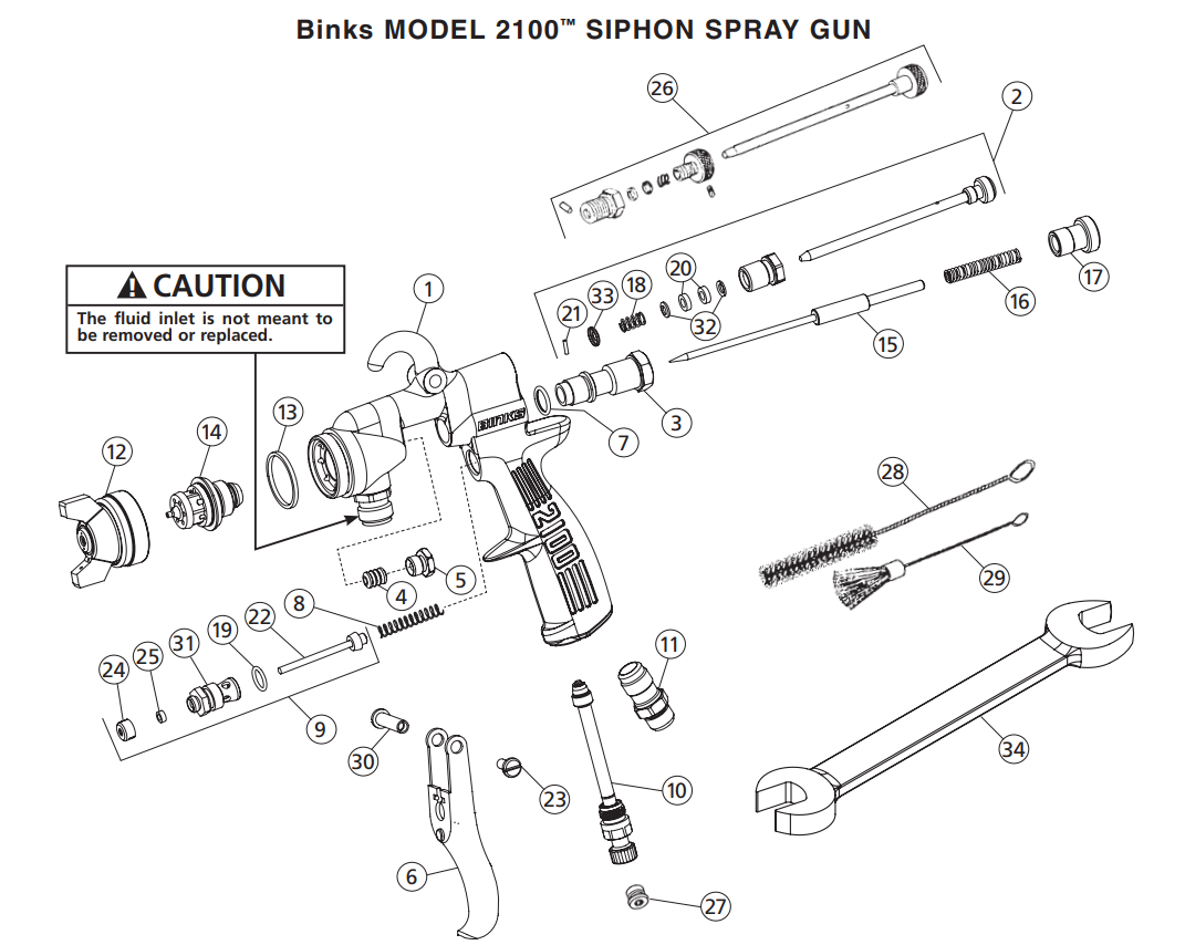 spray gun parts diagram