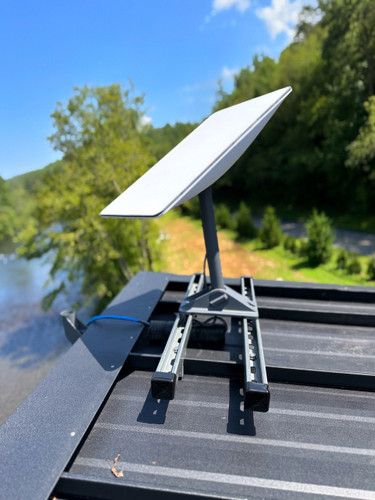 Starlink mounted with SataMount on a Standing Seam Roof