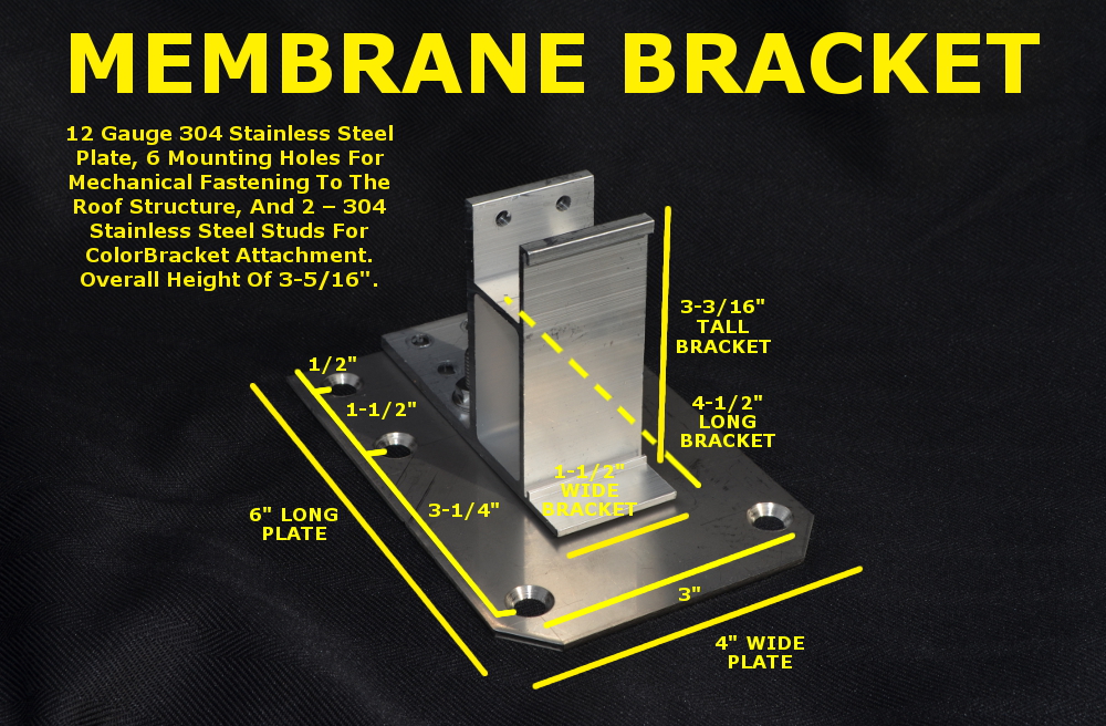 Dimensioned View of Membrane Bracket