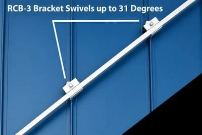 RCB-3 bracket swivel angle example for SnoBar and ColorBar RoofClamp installation
