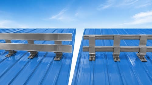 SnoBar ColorBar 2 bar screw-down snow retention system installed on exposed-fastener metal roof