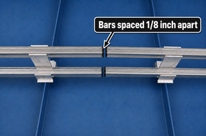SnoBar butt joint centered in standing seam panel valley