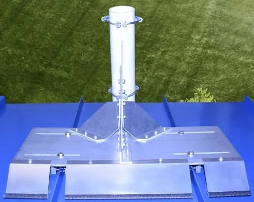 VentSaver mounting plate installed on metal roof