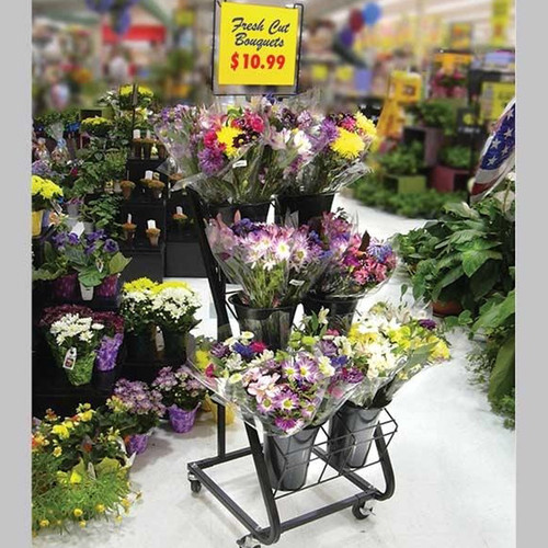 Black Six-Vase Flower Cart