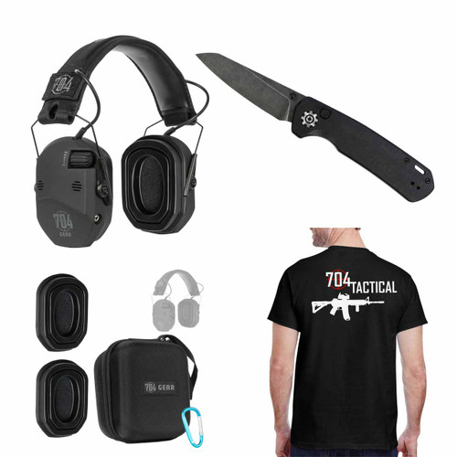 Father's Day Combo: Fader PRO + Extra Ear Gel Pads + Case + 3.2" Mantis Push Button Knife + 704 Tactical T-Shirt