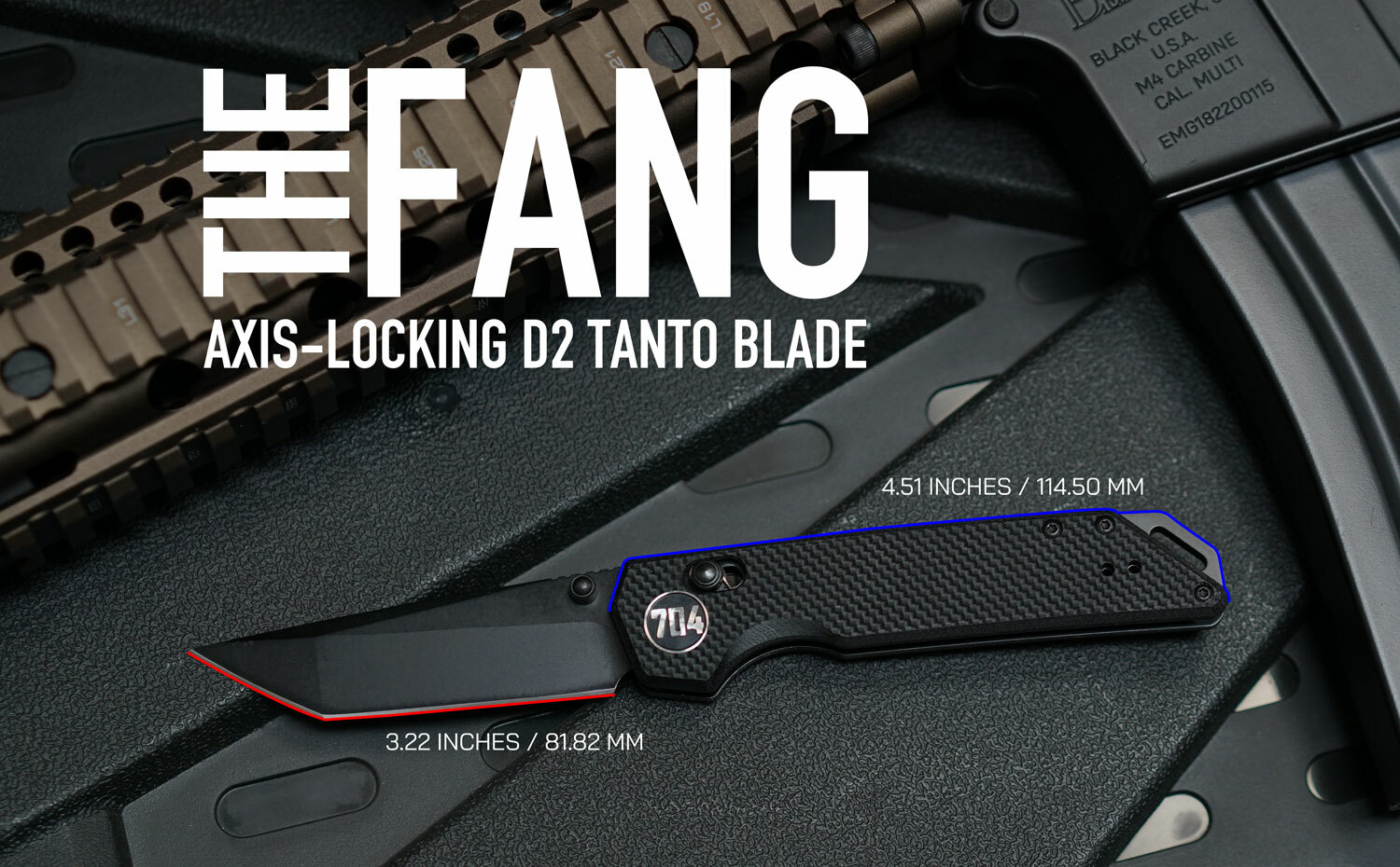 Fang 3.22 D2 Tanto Blade EDC Pocket Knife with Crossbar Lock