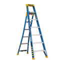 Blue fibreglass Bailey Leansafe X3 ladder, 2.1m tall.