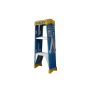 BAILEY Pro Fibreglass Double Sided Ladder with three steps in blue and yellow.
