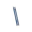 Blue fibreglass extension ladder with 10 rungs for heavy-duty use.