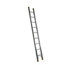 Aluminium ladder with nine rungs and slip-resistant PVC feet.
