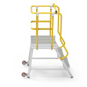 Aluminium order picker featuring a 900mm platform height and safety rails.