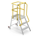 Aluminium order picker featuring a 900mm platform height and safety rails.