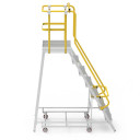 Aluminium order picker platform with a height of 2100 mm and wheels.