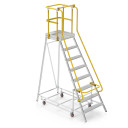 Aluminium order picker platform with safety rails, height 2400mm.