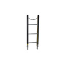 Fibreglass sectional ladder with four rungs and a chain for stability.