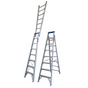 Aluminium dual-purpose step ladder, adjustable from 2.4m to 4.4m.