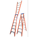 Indalex fibreglass ladder displayed in both step and straight forms.