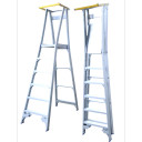 Indalex Pro Series Platform Safety Gate on aluminium ladders.