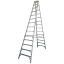 Aluminium double-sided step ladder, 4.3M tall with 14 steps.
