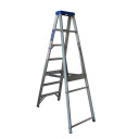 Aluminium 2.1M single-sided step ladder with seven steps and blue top.