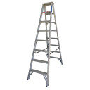 Aluminium double-sided step ladder featuring eight steps.