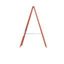 A-frame fibreglass step ladder featuring a wide base for stability.