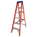 Heavy-duty 1.8M Indalex fibreglass single-sided ladder with six steps.